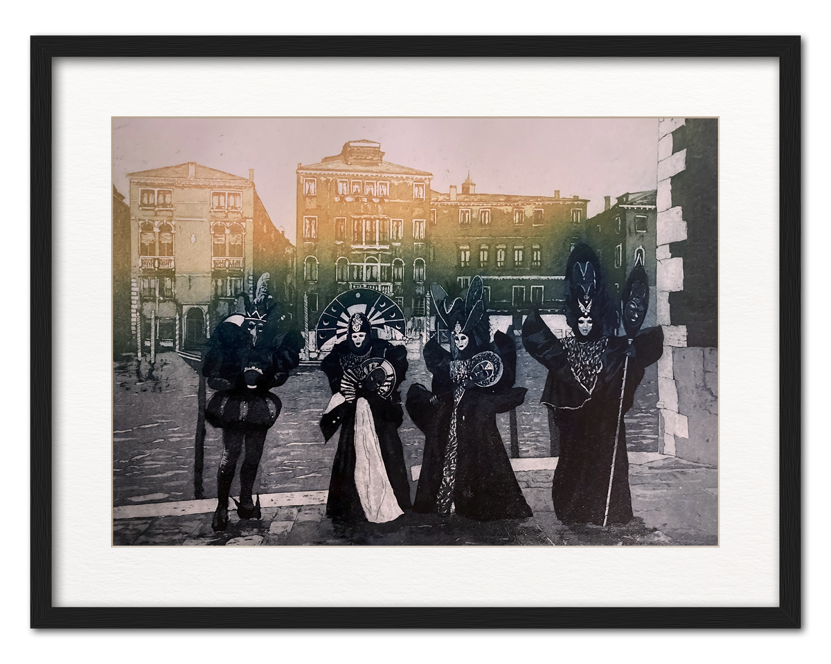 Carnival Procession shown in a frame as an example. (Framed prints available on request.)