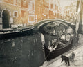 Etching of narrow stone buildings beside the Rio Santa Maria Formosa canal in Venice