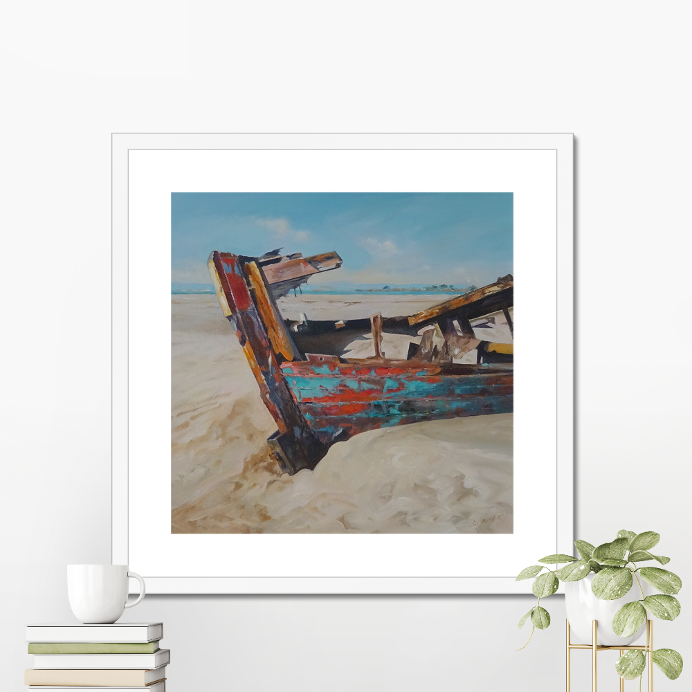 Turquoise and Rust shown in a frame as an example. (Framed prints available on request.)