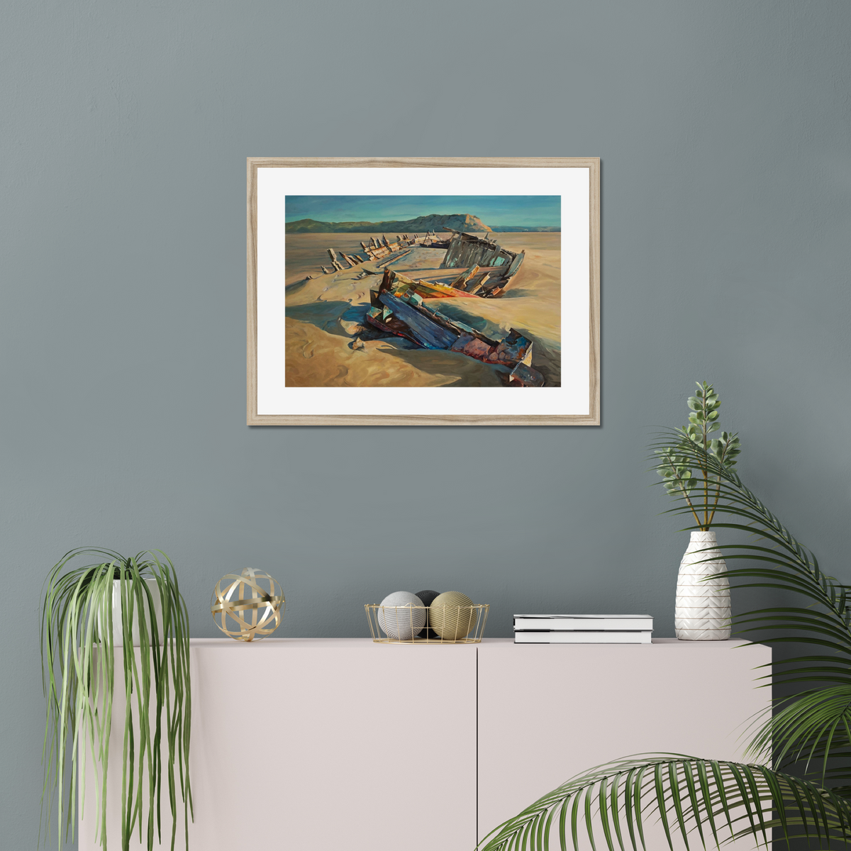 Bow to Stern shown in a frame in a room as an example. (Framed prints available on request.)