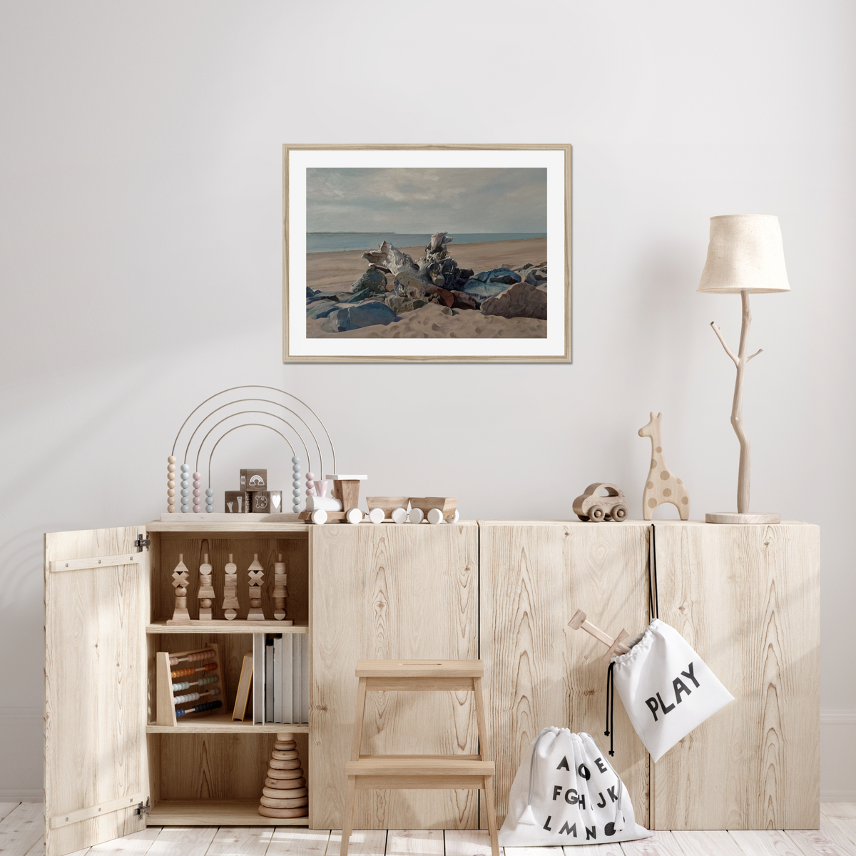 Sea Sculptures shown in a frame in a room as an example. (Framed prints available on request.)