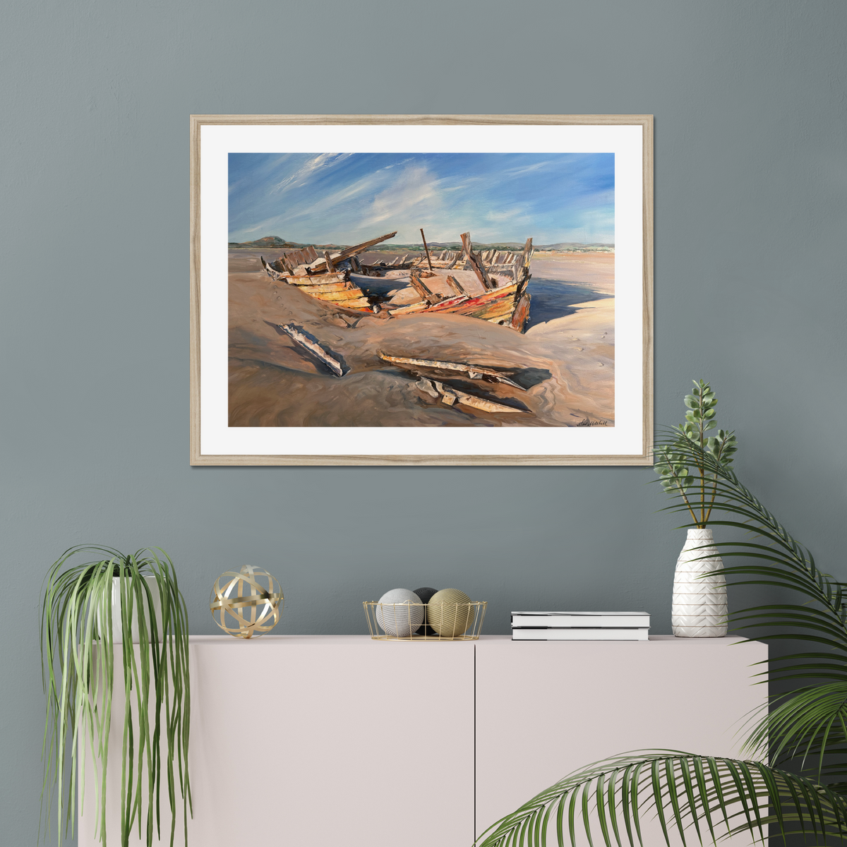 Rudder and Stern shown in a frame  in a room as an example. (Framed prints available on request.)